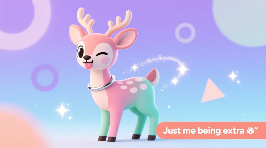 A cute, stylish cartoon deer posing playfully against a bright, minimal background forA cute, stylish cartoon deer posing playfully against a bright, minimal background for social media–style artwork. social media–style artwork.