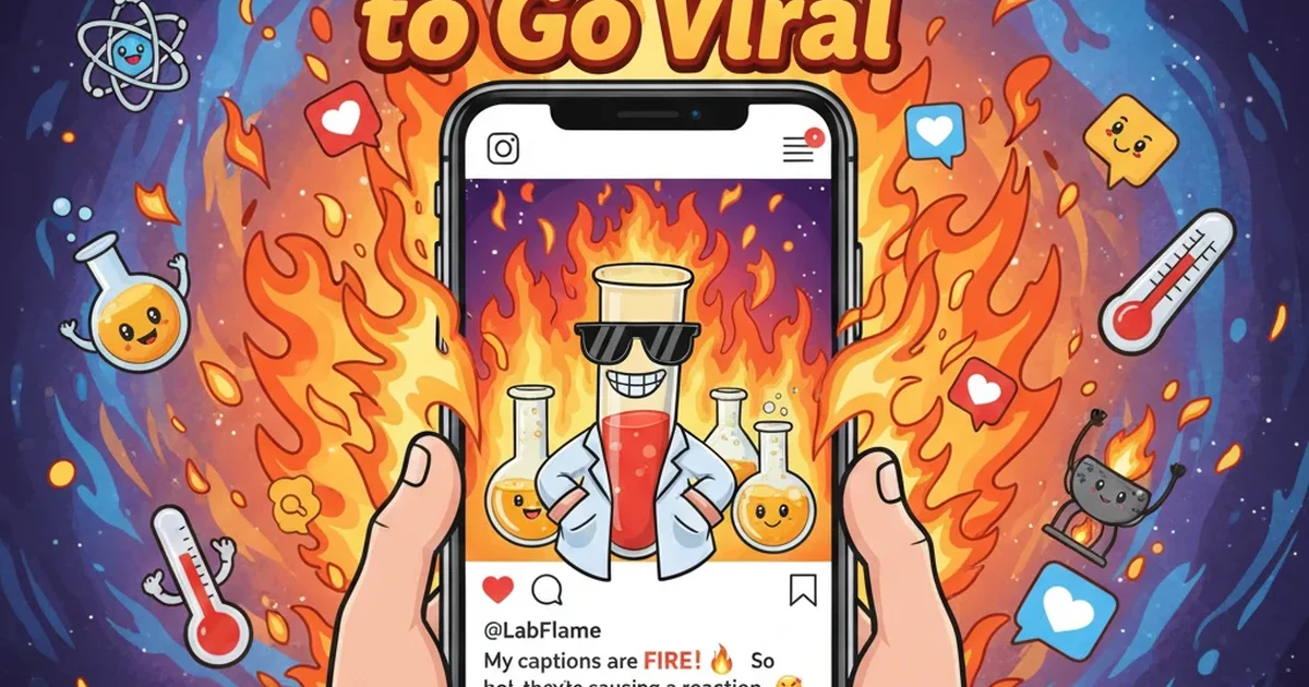 A vibrant cartoon lab scene with glowing beakers, bubbly test tubes, and a thermometer character radiating heat, creating an energetic science vibe.