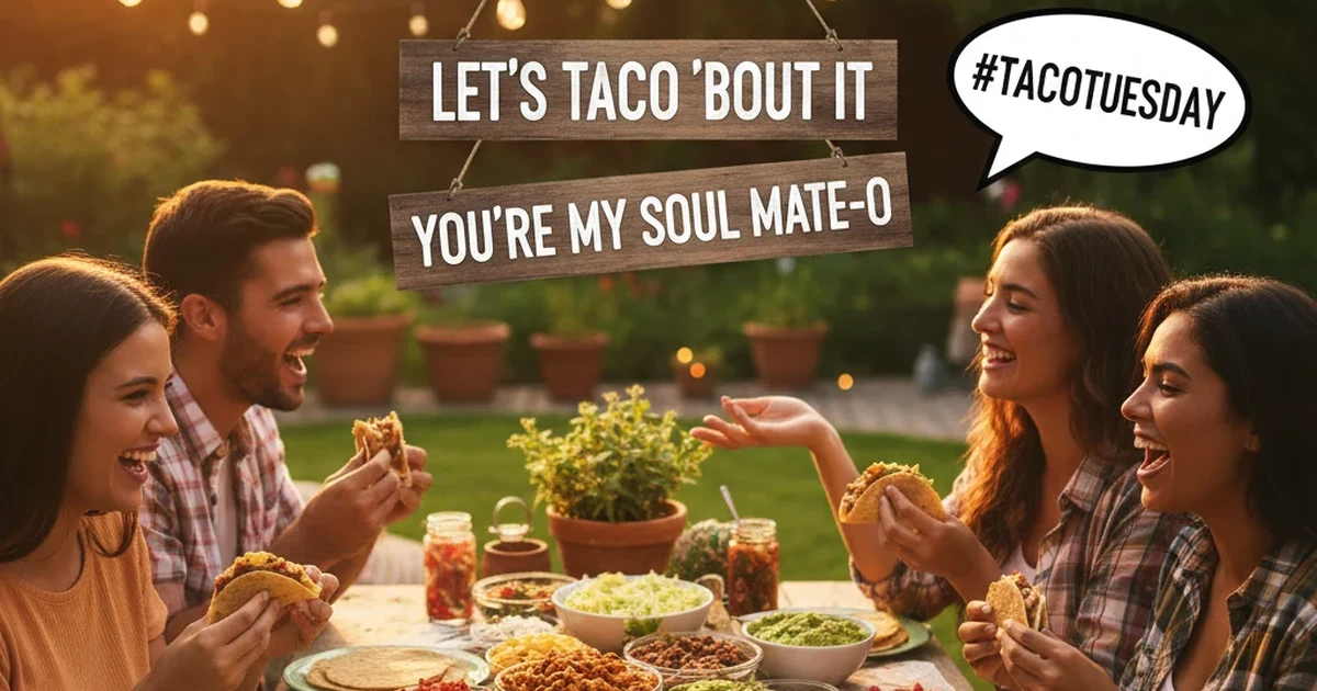 A colorful taco with smiling ingredients like lettuce, cheese, and tomatoes, giving off a fun and festive vibe.