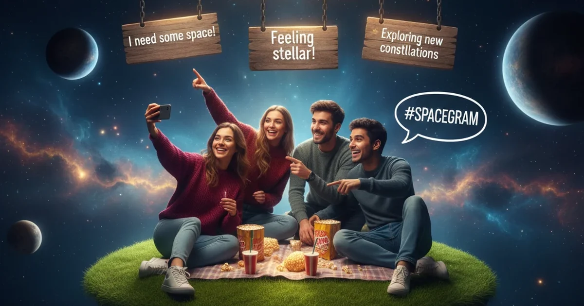 A glowing crescent moon against a starry night sky, perfect for Instagram posts with a dreamy, cosmic vibe.