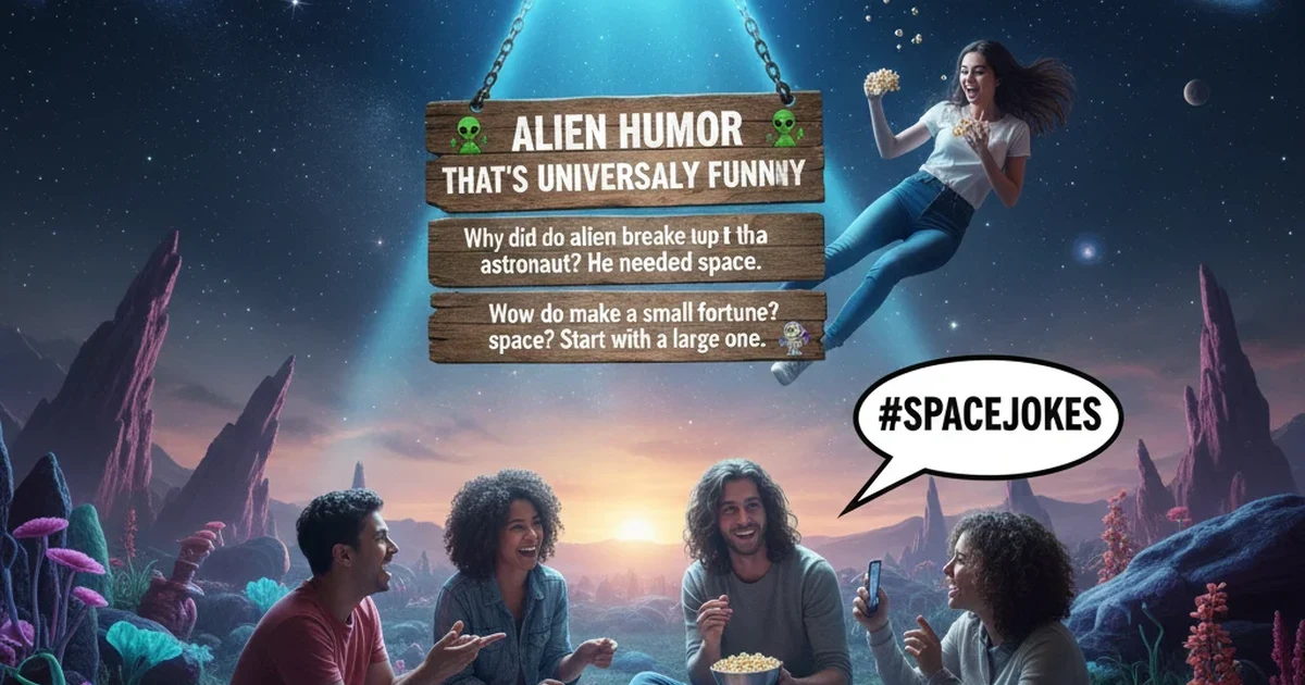 A cute green cartoon alien waving happily inside a small UFO, giving off a friendly and funny outer-space vibe.