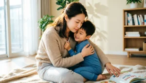 Mother and child bonding illustrating idioms for mother concept