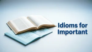 English learning concept showing idioms for important study notes and books