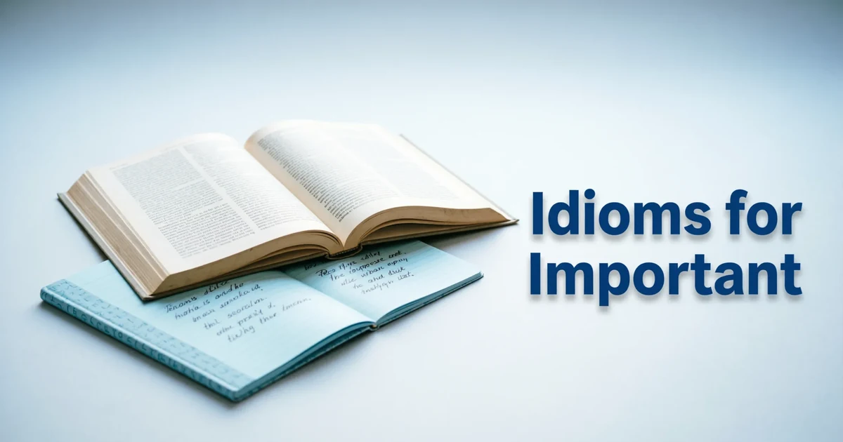 English learning concept showing idioms for important study notes and books
