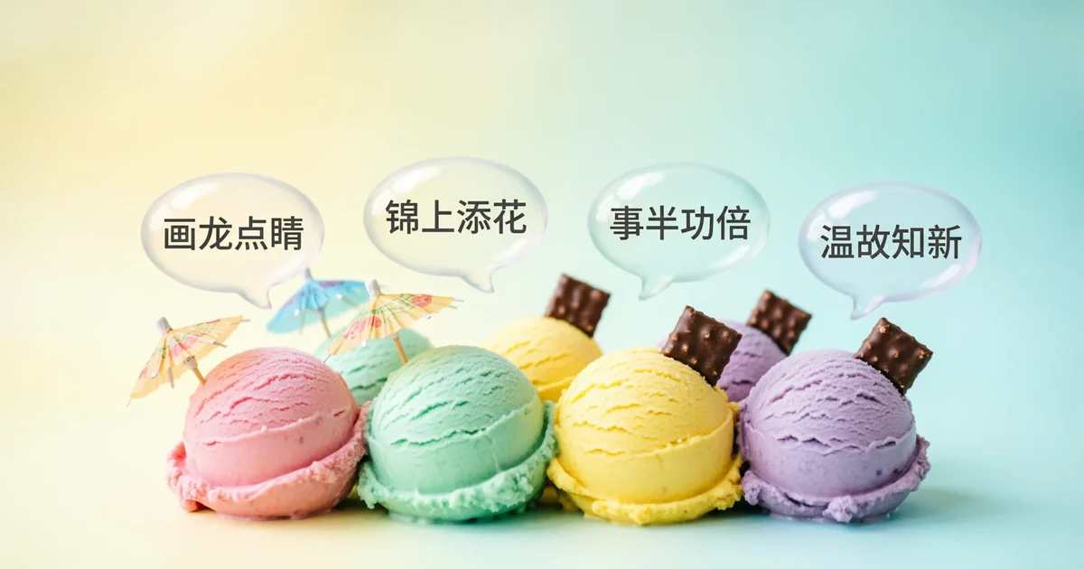 Ice cream themed idioms illustration for English learning guide