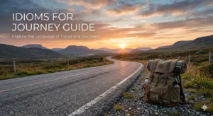 Open road travel scene representing idioms for journey learning concept