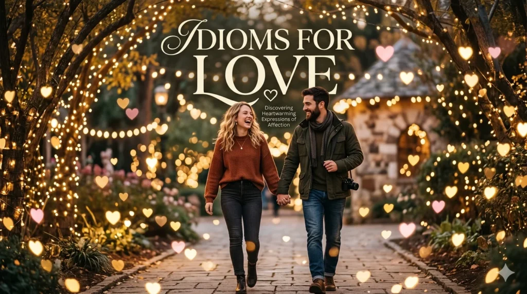 Idioms for love with meanings, uses, and examples in English language learning guide.