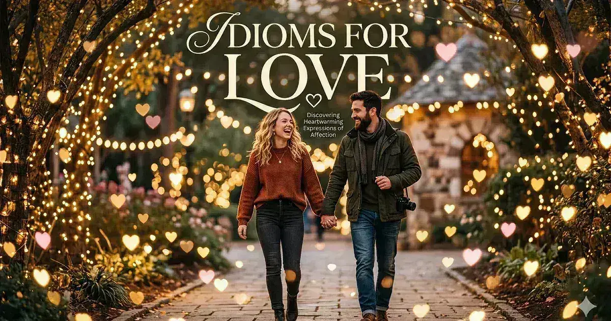 Idioms for love with meanings, uses, and examples in English language learning guide.