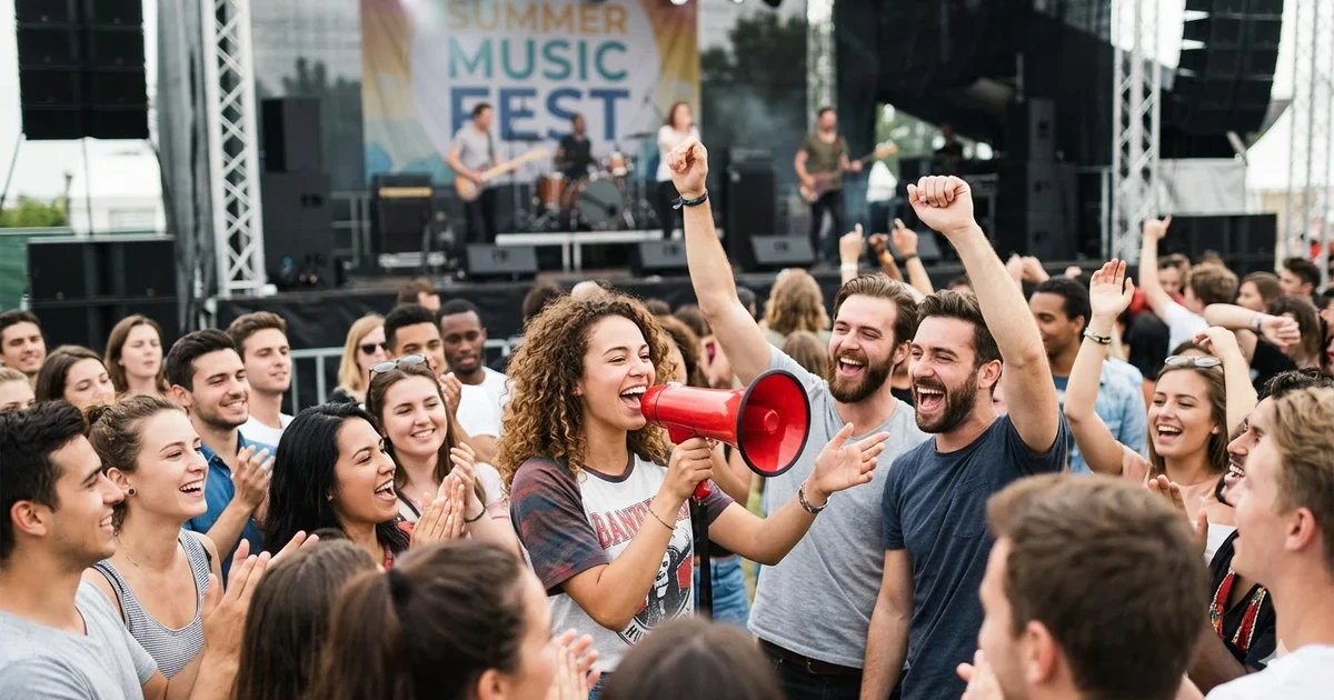 Idioms for loud with examples of noisy crowds, loud voices, and energetic reactions